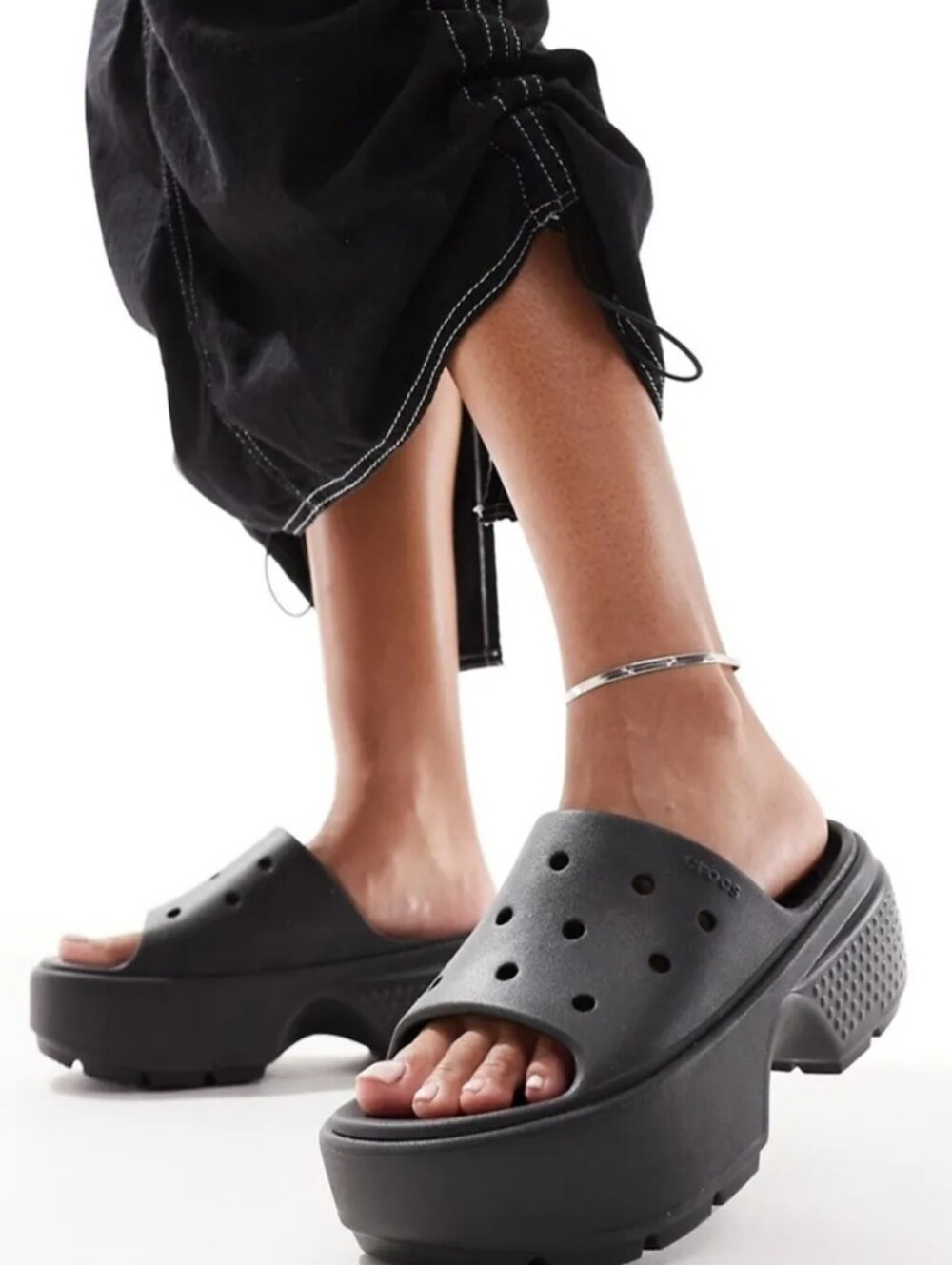 Crocs Unisex Adult Stomp Slides Platform Sandals Black